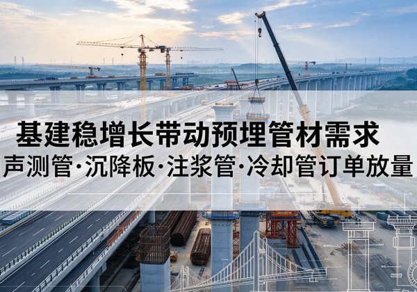 南基建稳增长带动预埋监测管材需求，声测管、沉降板、注浆管订单持续放量